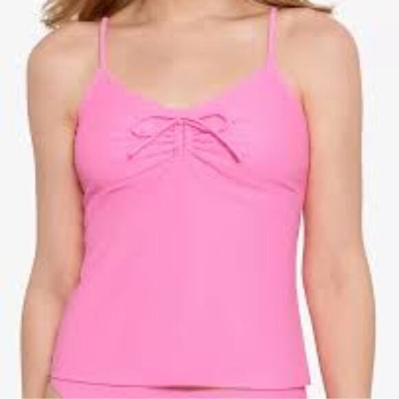 Salt + Cove Other - SALT + COVE Tankini Gathered Tie Front Cut Out Swim Suit Pink Peony NWT Medium